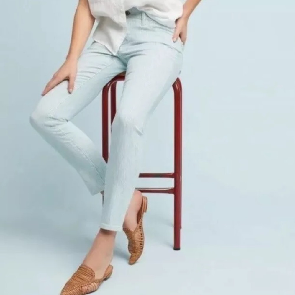 Anthropologie Pilcro Blue Striped Mid Rise Skinny